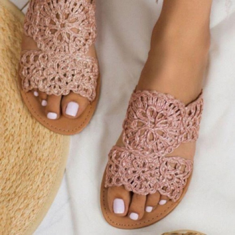 Woven Slide Sandals in Blush Nude - Picture 10 of 10